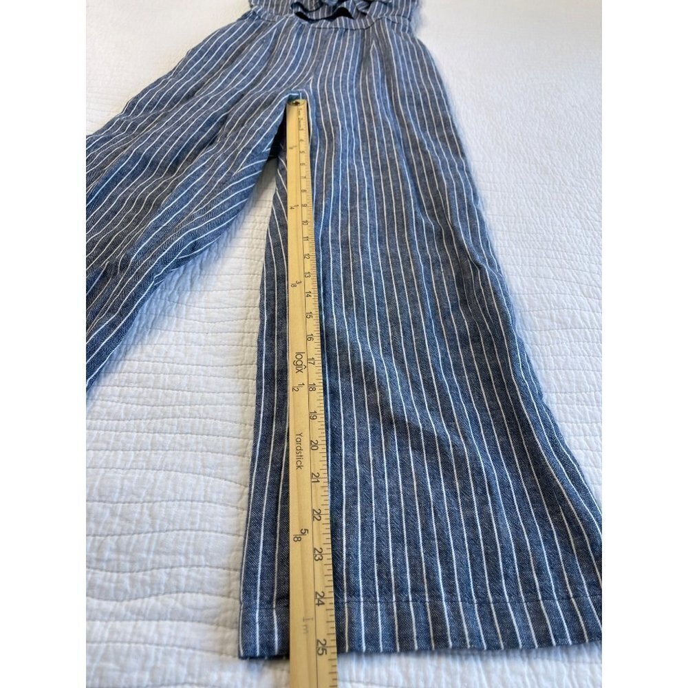 Abercrombie & Fitch Striped Jumpsuit Romper SZ S Wide Legs Linen Pockets - Picture 12 of 14